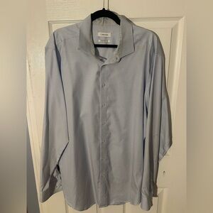 Calvin Klein Men's Light Blue Checkered Button-Front Dress Shirt~18 36/37